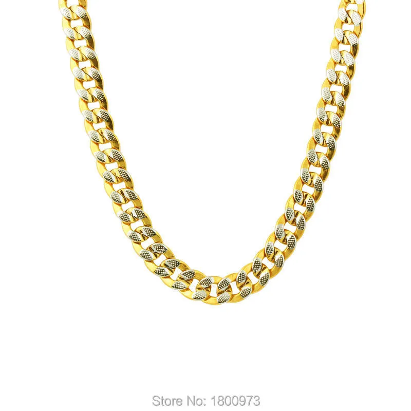 Adixyn оптом забитый отрезанный круглый бордюр кубинские женские мужские желтые золотые заполненные цепи ожерелье мода ювелирные изделия x0509