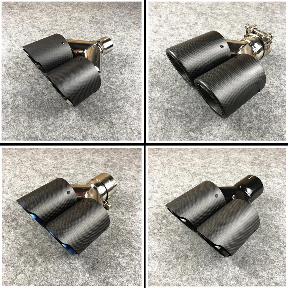 1 PZ Akrapovic Opaco Doppio Terminale di Scarico Adesivo In Fibra di Carbonio Universale Tubo di Scarico Auto Punte Del Silenziatore Ugelli Tail2736