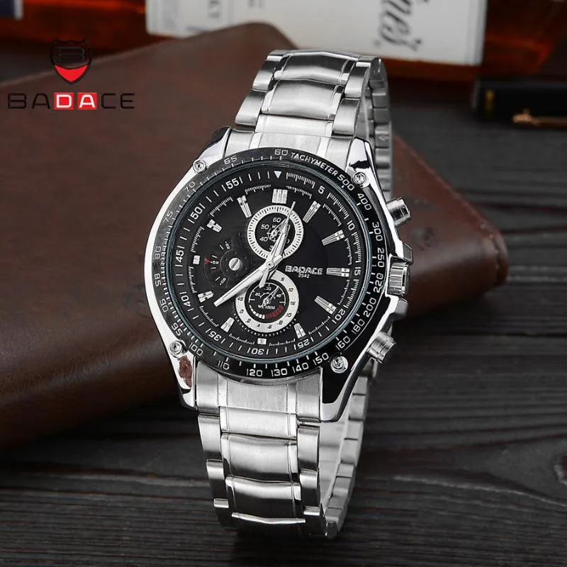 Wristwatches BADACE Casual Men Quartz Watches Stainless Steel Clock Man Watch High Quality With Calendar 2542