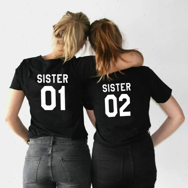 Frauen Sommer T-shirt Freunde T Shirt Schwester 01 02 Print T Kurzarm Tops Casual