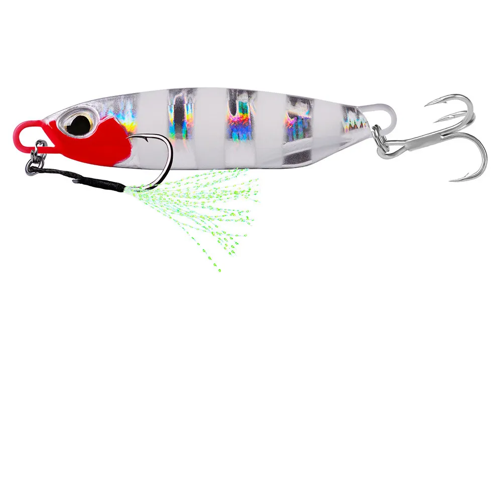 DHL 배달 5 색 7cm 40g 낚시 숟가락, 긴 주조 미끼 및 야생 연기 마이크로 지그 숟가락 일본 크라운 레이저 핫 스탬핑 호일 완벽한 물고기 지그 미끼