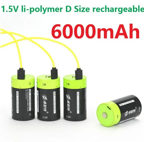 2 Stück Marke 1,5 V Lithium 6000 mAh wiederaufladbare D-Batterie USB-D-Typ leistungsstarke Batterie mit USB-Kabel für Gasherd Wate Heizung