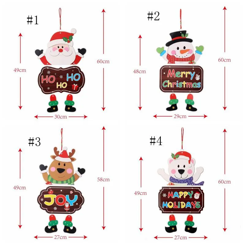 Christmas Ornaments Paper Board Door Window Hanging Pendant Welcome Merry Christmas Boards Xmas Decortaions Santa Claus Snowman YG870