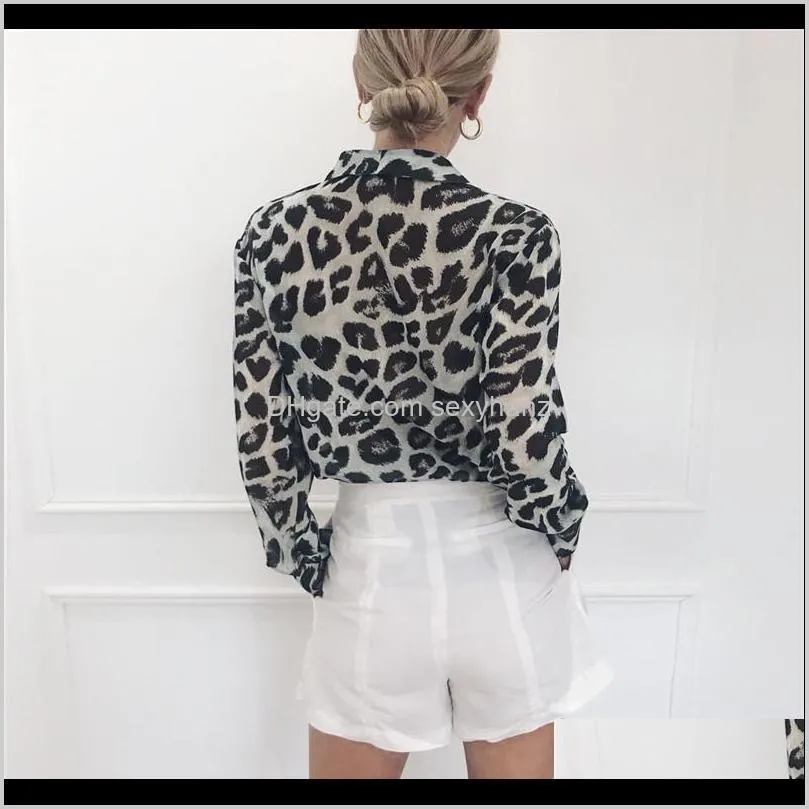 long sleeve chiffon blouse women leopard print blouses turn down collar office shirts casual loose tops plus size tunic blusas women`s