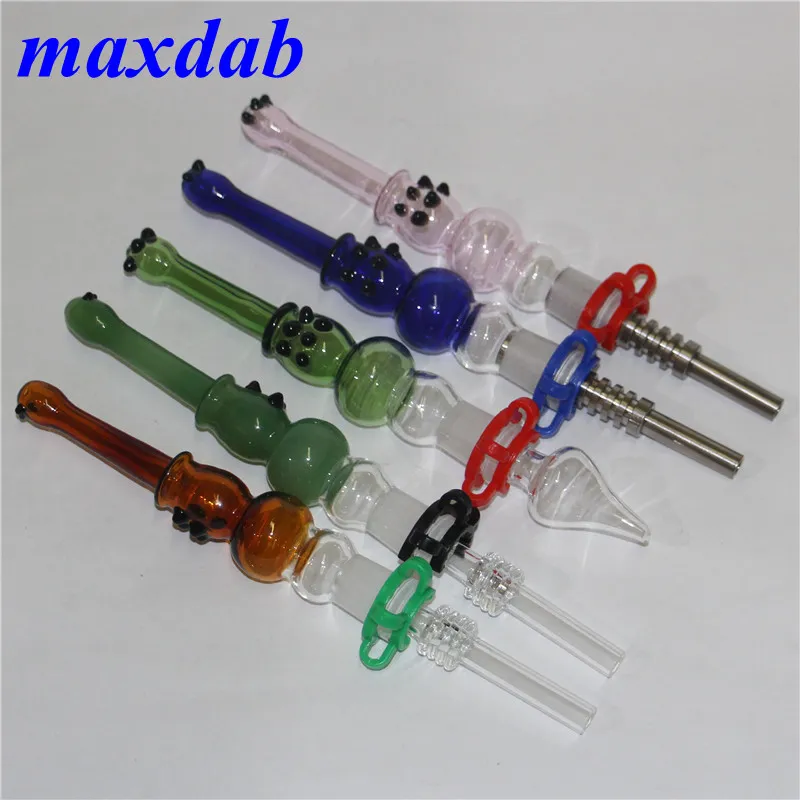 Mini Nectar Pipe Collectors Kit Glass Pipe Tips With Titanium Nail 14mm Male Joint Water Bongs Wax Oil Rigs