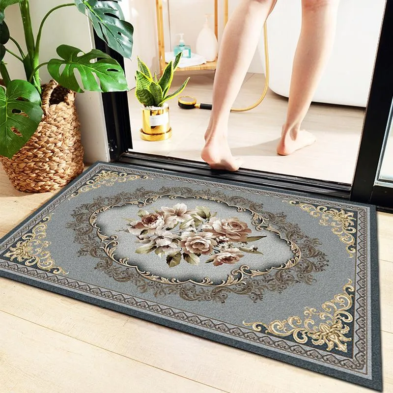 Tapijten Home Bad Mat Retro Bloem Coral Fleece Water Absorptie Non-Slip Wasbaar Rug Indoor Floor Tapijt voor badkamer Keukenmatten