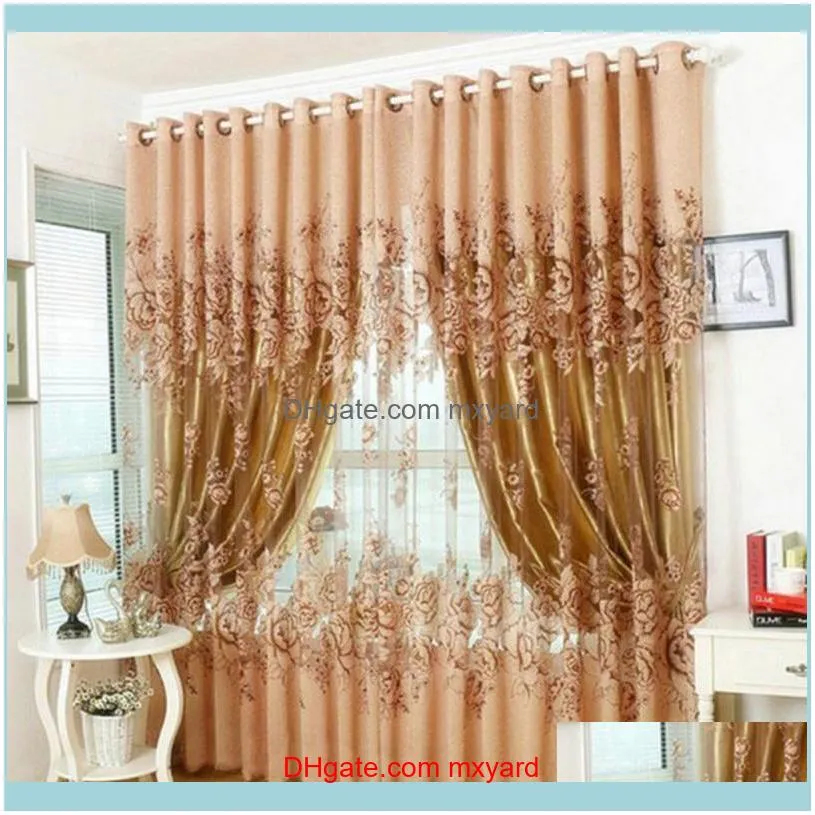 1 pcs Window Curtain Luxurious Upscale Jacquard Yarn Curtains Peony Pattern Voile Door Window Curtains Living Room Bedroom Decor1