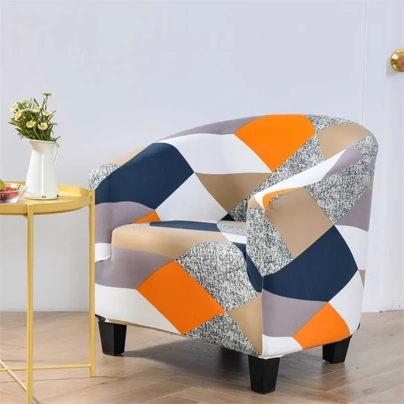 bar chair decoration club cover arm slipcover geometric printed small sofa covers protect for pets 211116