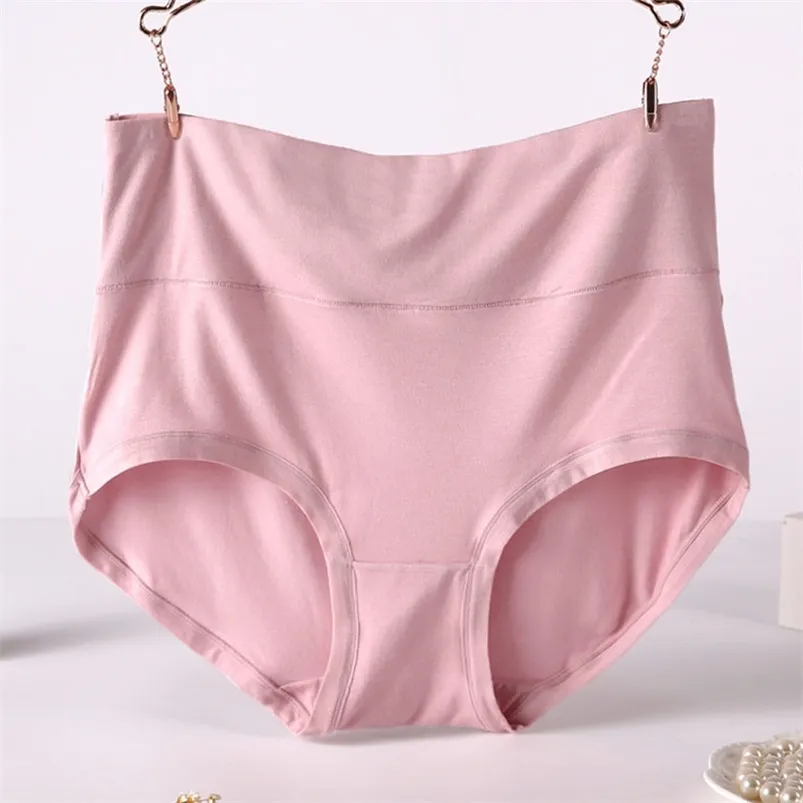 Q001 4 stks / partij Big Size 6XL Panty Solid Hoge Taille Ondergoed Vrouwen Slipje Zachte Viscose Lingerie Slips 210730