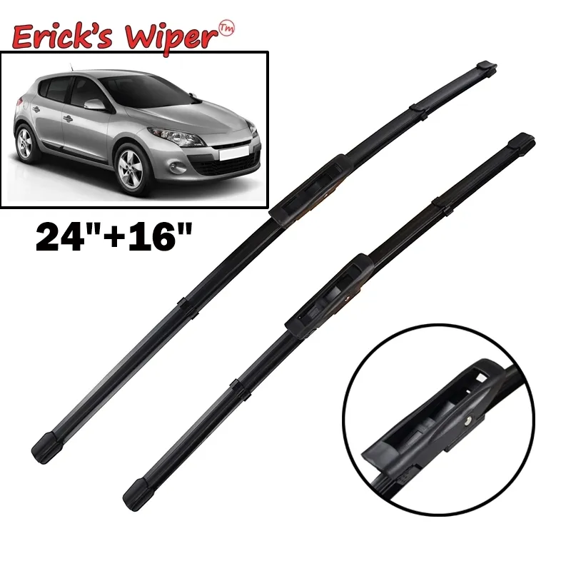 Erick's LHD Wiper Blades For Megane 3 MK3 2008 - Windshield Windscreen Front Window 24"+16"