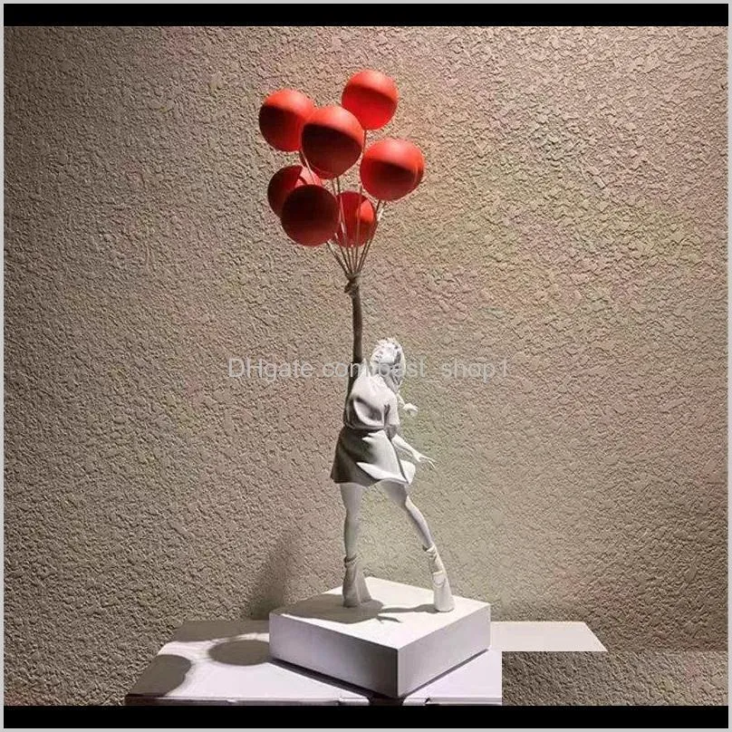Arts And Crafts Luxurious Balloon Statues Banksy Flying Balloons Girl Art Sculpture Resin Craft Home Decoration Christmas Gift 57Cm Tb Du14V