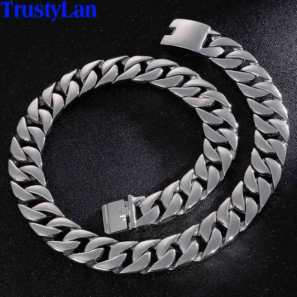 Cool 24MM Wide Thick Cuban Miami Chains Necklaces With Box Lock Hip Hop Jewelry Solid Heavy 520G StainlSteel Necklace Men X0509
