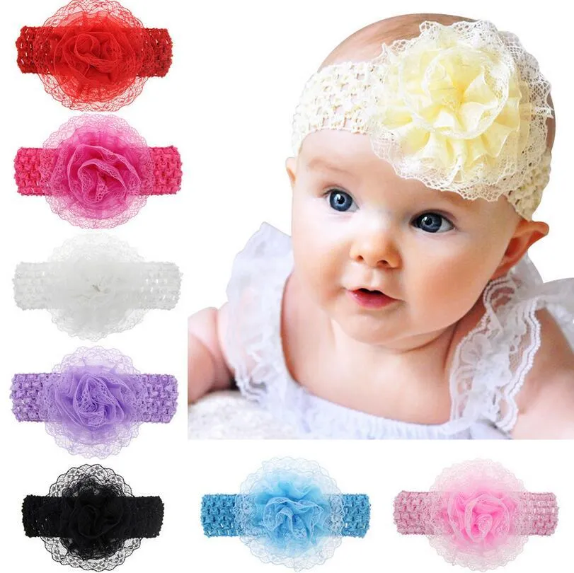 Kant bloem kinderen haarband baby elastische hoofdband hoofdbanden mix order mode hoofdband