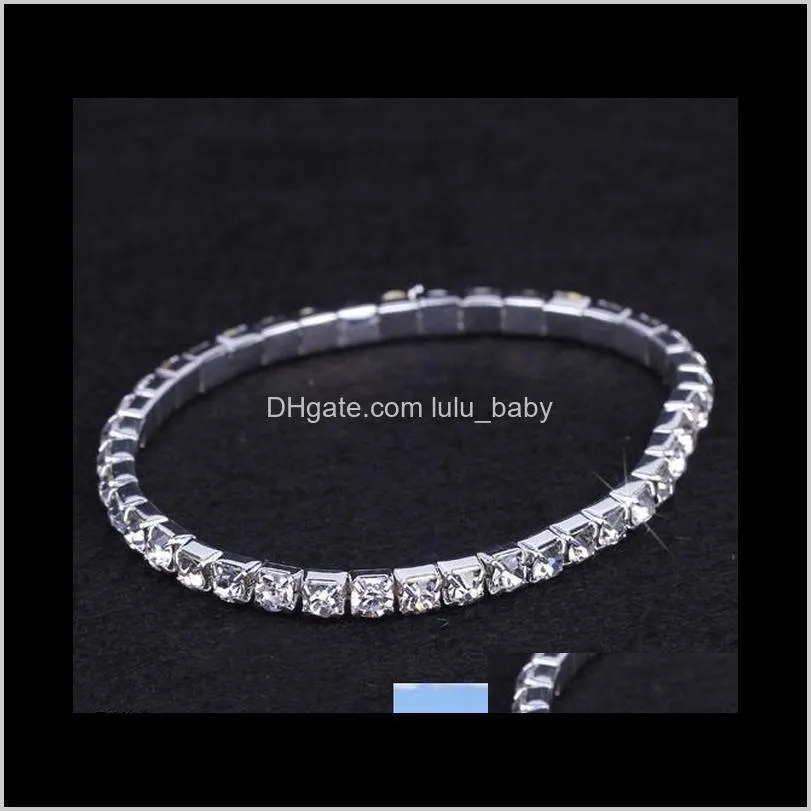 10pcs 1-10 rows rhinestone austria cz bracelets crystal wedding bride stretchy bangle wristband jewelry bracelet zau*10