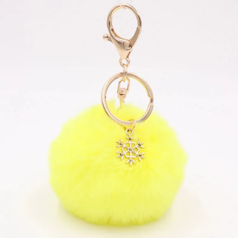 10 stycken / mycket päls pom pom snö furry boll keychain faux päls keychain porte klav pom-pom de fourrure fluffy väska charms kanin keychain keyrin