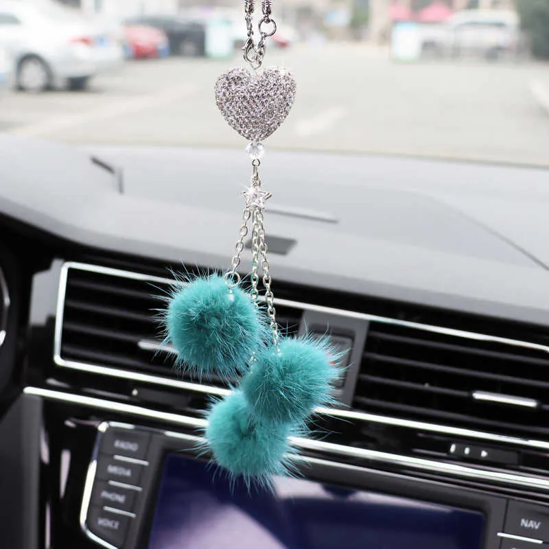 Accessoire de voiture en diamant de cœur, miroir de recul de