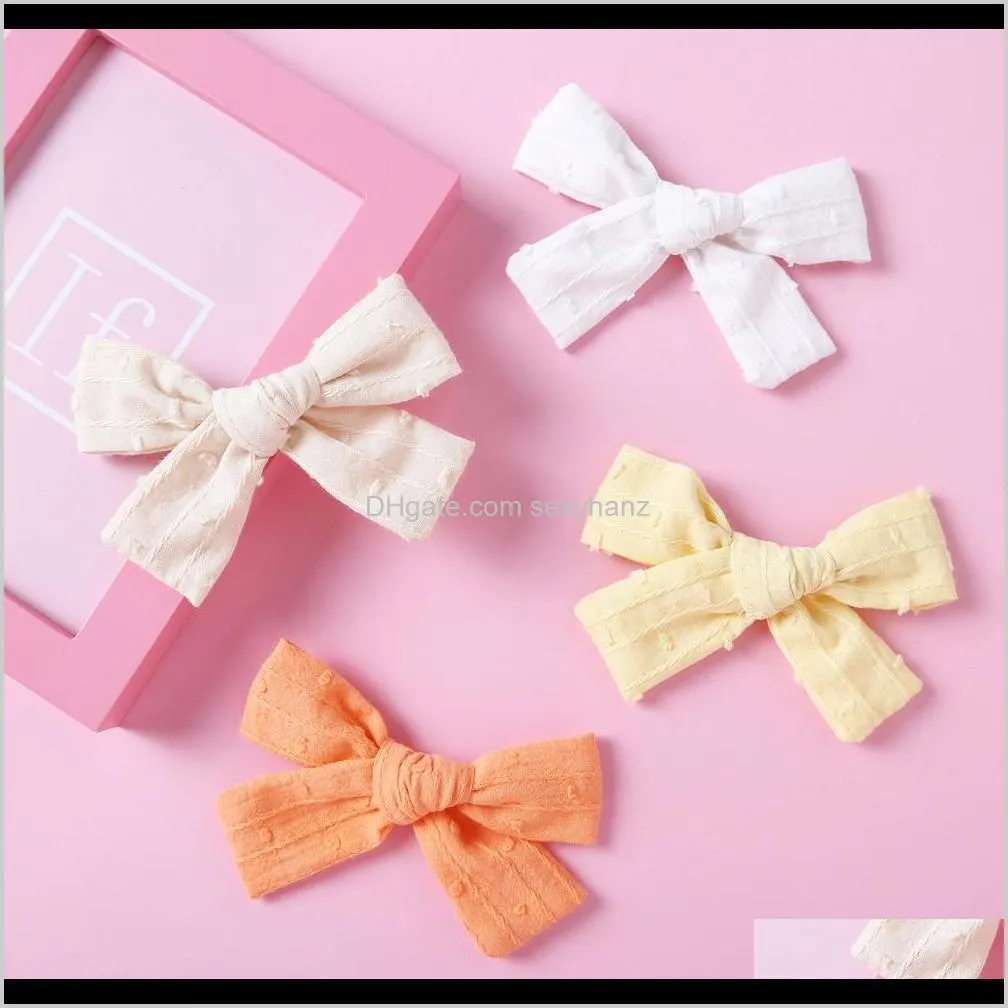 34 pcs/lot, cotton jacquard fabric bow hair clips, hand tied bow nylon headbands, baby girls hair accessories birthday gift