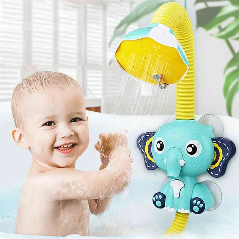 Giocattoli da bagno Gioco d'acqua per bambini Modello di elefante Rubinetto doccia Giocattolo spray elettrico Nuoto Bagno per regali per bambini 210712
