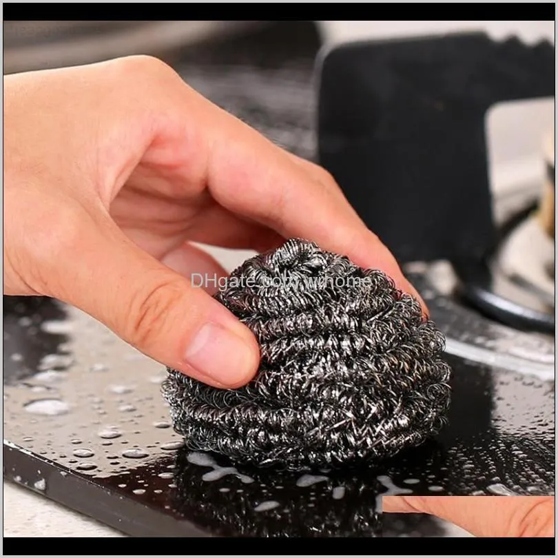 factory price kitchen stainless scourer steel wire cleaning ball bowl pot brush for washing dishes household tools