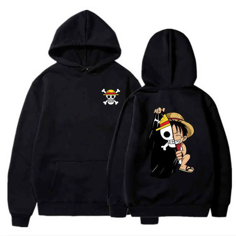 Anime Tek Parça Hoodies Erkekler Kadınlar Moda Luffy Kazak Boy Hoodie Terlemeleri Çocuklar Hip Hop Ceket Erkek Erkek Giyim Sudaderas H1206