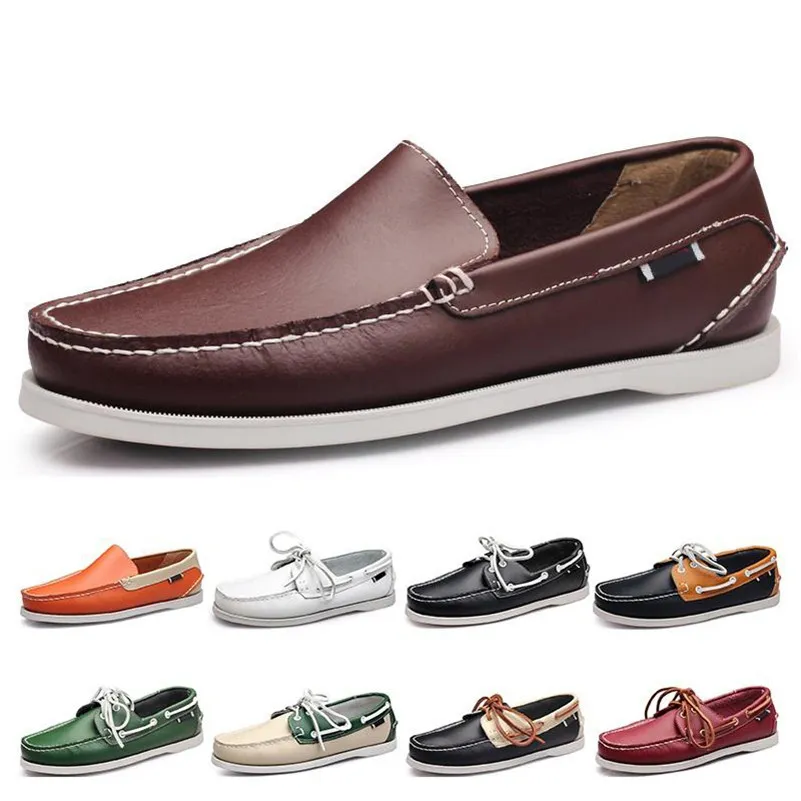 Chaussures de course en cuir pour hommes, style britannique 29, noir, blanc, marron, vert, jaune, rouge, mode, extérieur, confortable, respirant, 2021