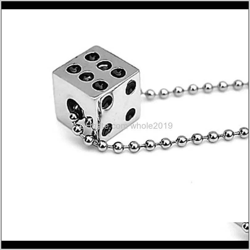 dice pendant stainless steel necklace personality male jewelry men titanium jewelry