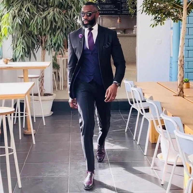 販売 オンライン メンズスーツブレザーズクラッシーメンズスーツスリムフィット3ピースウェディングブラックパンツ紫ベストメンズタキシード新郎着用 コスチュームホム男性セット 販売購入 Littlebearcakery Com