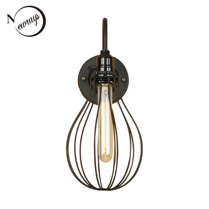 Vägglampor Industrial Modern Iron Black Lamp Retro Light LED E27 med 2 stilar för Pathway Aisle Corridor Bedroom Washroom Cafe