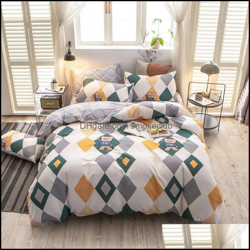 Bedding Sets 3pcs 100% Cotton Linens Duvet Cover Set Printing Bed Linen For Home Nordic Covers Double Quilt Pillowcase