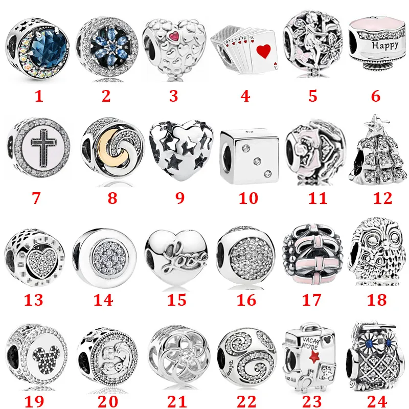 Véritable argent Sterling 925 Fit Bracelet Pandora breloques oeil de chat croix valise mode perles polyvalentes amour coeur bleu crista charme pour bricolage perles charmes