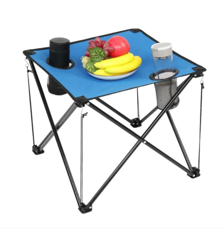 2022 Vardagsrumsmöbler Oxford Cloth Steel Square Outdoor Folding Table Blue