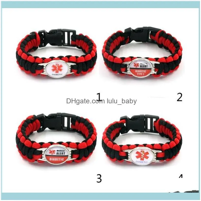 Tennis Diabetic Bracelets Outdoor Camping Rescue Braided Paracord Awareness Alert Bracelet For Men Women1