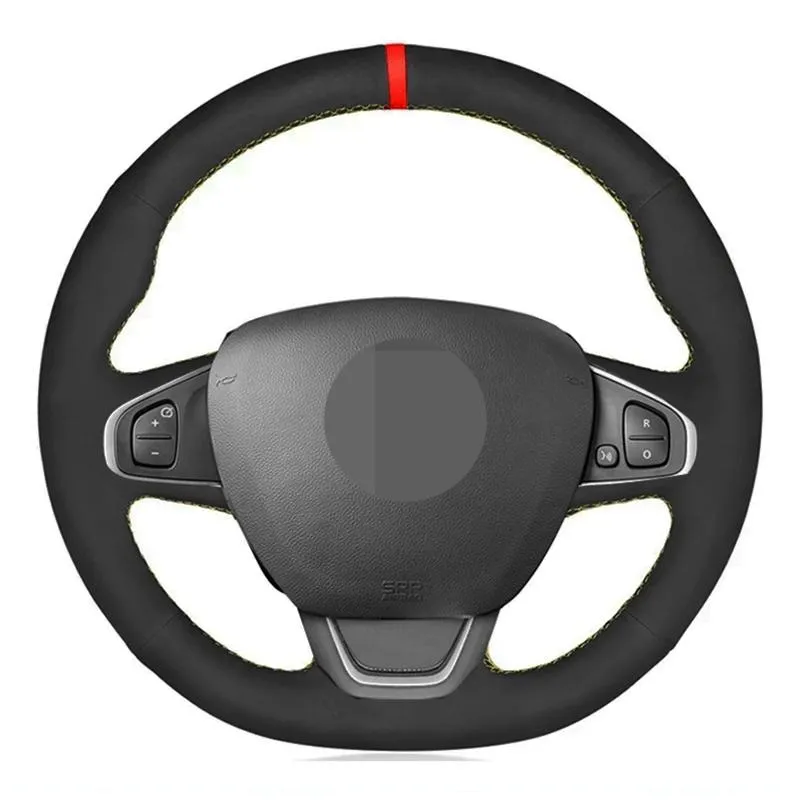 Couvre-volants Couverture de voiture Couverture de voiture en cuir véritable noir doux marqueur rouge en daim pour Clio 4 (IV) Kaptur Captur 2021-2021