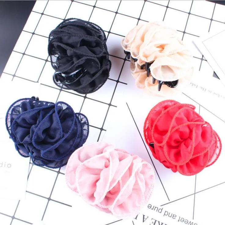 Barrettes JewelryBarrettes sieraden Koreaanse clips Women Chiffon Rose Flower Bow Jaw Clip Barrette Claw Hair Aessories Geschenkdruppel Delivering 202