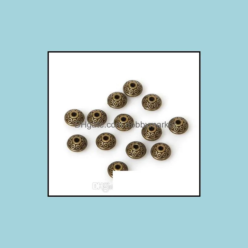 300PCS/lot alloy Antique Bronze/Silver/Gold UFO Shape Spacer Beads charms For Jewelry Making 6mm