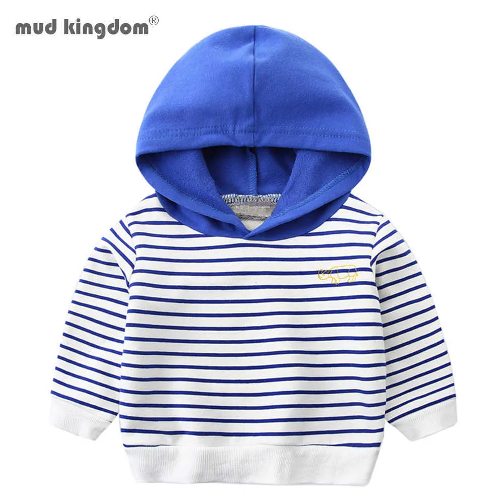 Mudkingdom Toddler Boys Hoodies Långärmad Striped Spring Clothes 210615