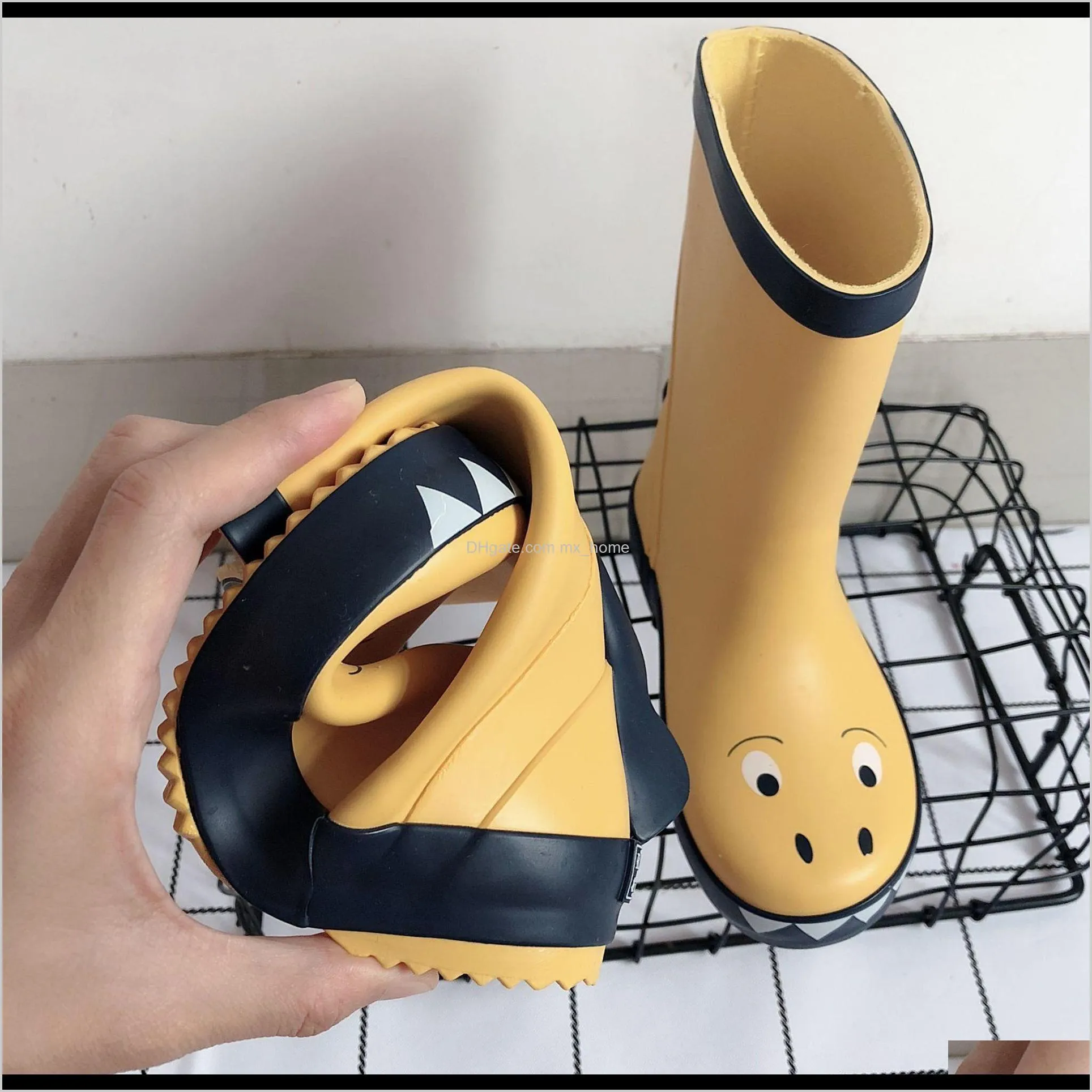 3d rubber waterproof boots for children boys and girls fashion little dinosaur rain boots green yellow kids outdoor shoes d03142