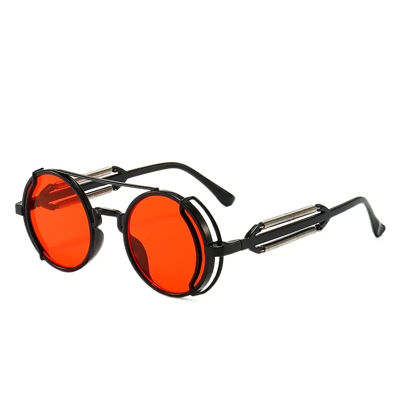 Steampunk Retro Mäns Varumärkesdesigner Round Punk Eyewear Gothic Style 2021 Produkter Kvinnor UV400 Solglasögon