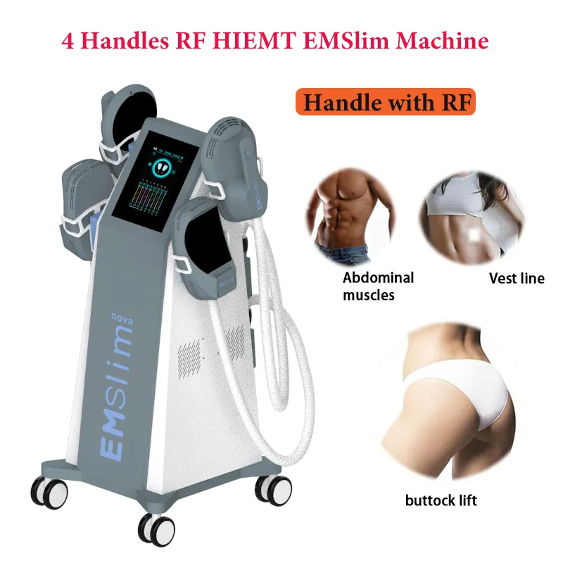 Professional RF 4 handles HIEMT EMSlim slimming Machine Body Shaping eletric muscle stimulator musclesculpt