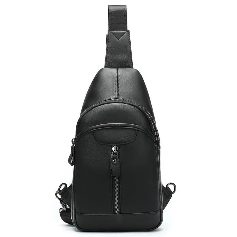 Vintage Leather One Strap Handbag Chest Bag for Men Cross Body Shoulder Waist Bag Brown