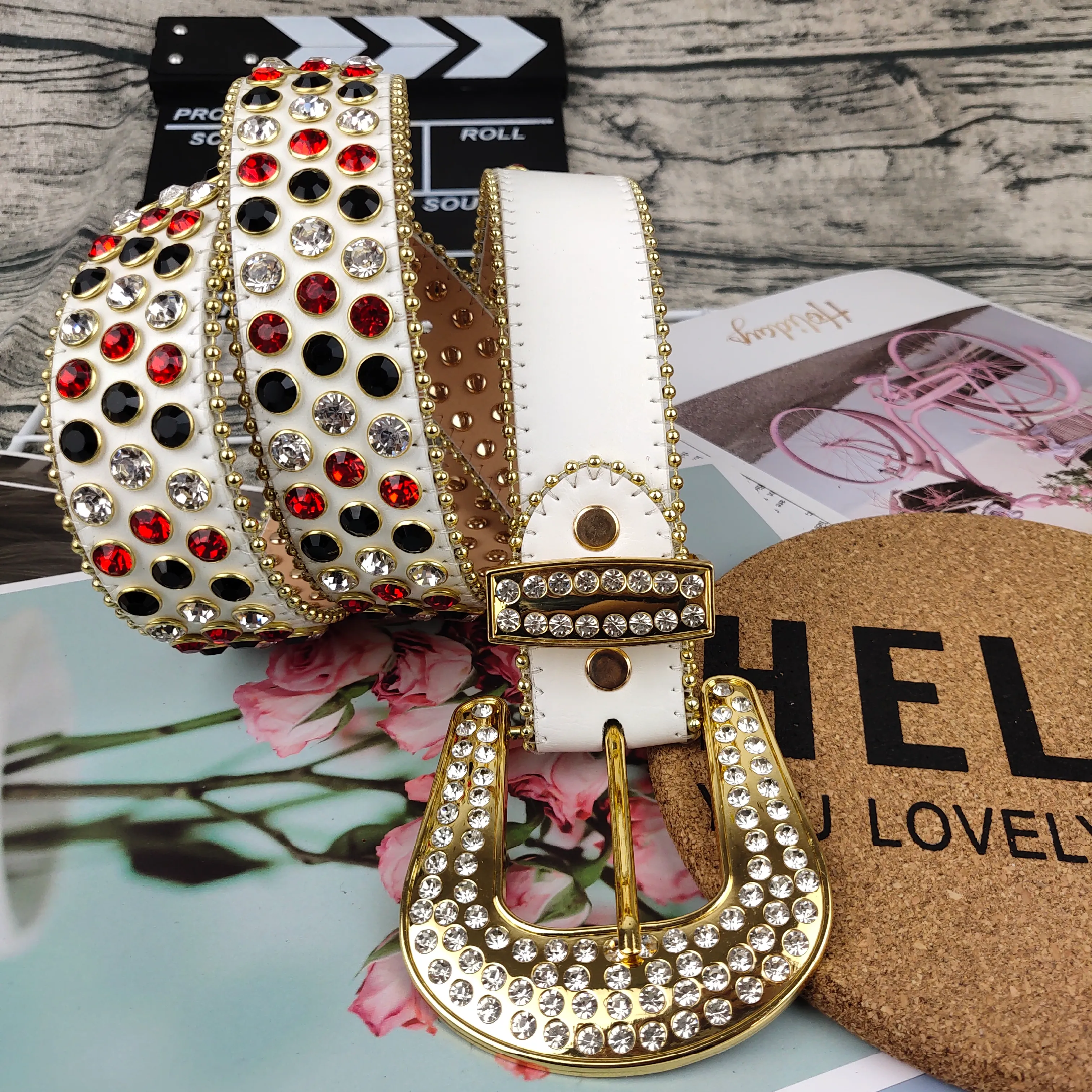 Designer belt deals with rhinestones