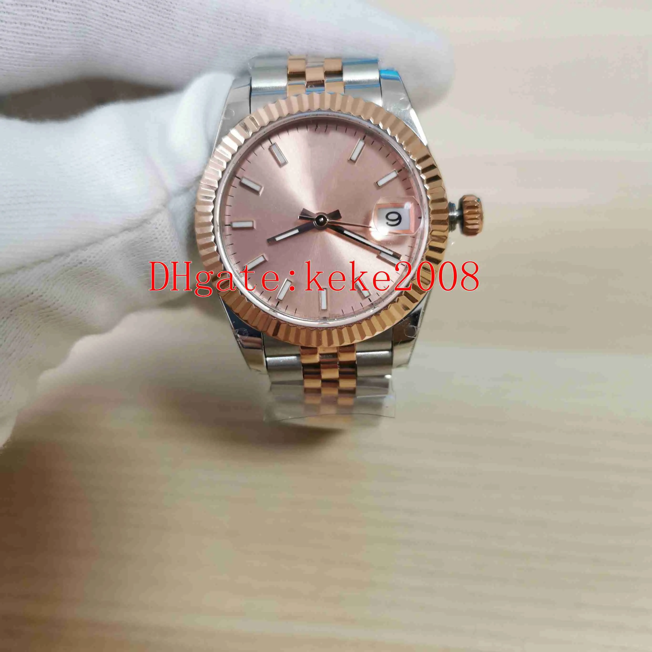 BP Fashion Watch Armbanduhren 126231, 36 mm, rosa Diamant-Zifferblatt, Edelstahl, Roségold, Saphirglas, mechanisch, automatisch, Damen-Damenuhren