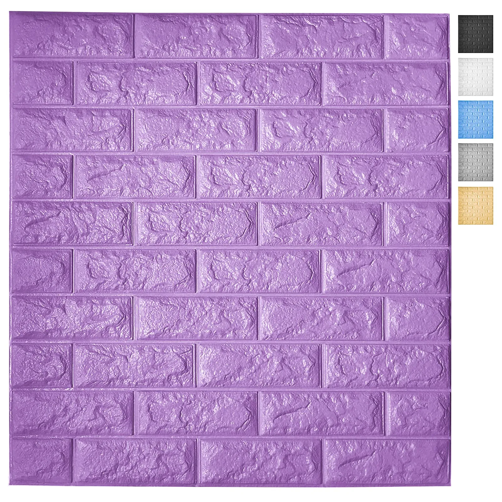 Art3d 5-Pack Peel and Stick 3D Wallpaper Panels for Interior Wall Decor Self-Adhesive Foam Brick Wallpapers in Purple, Covers 29 Sq.Ft