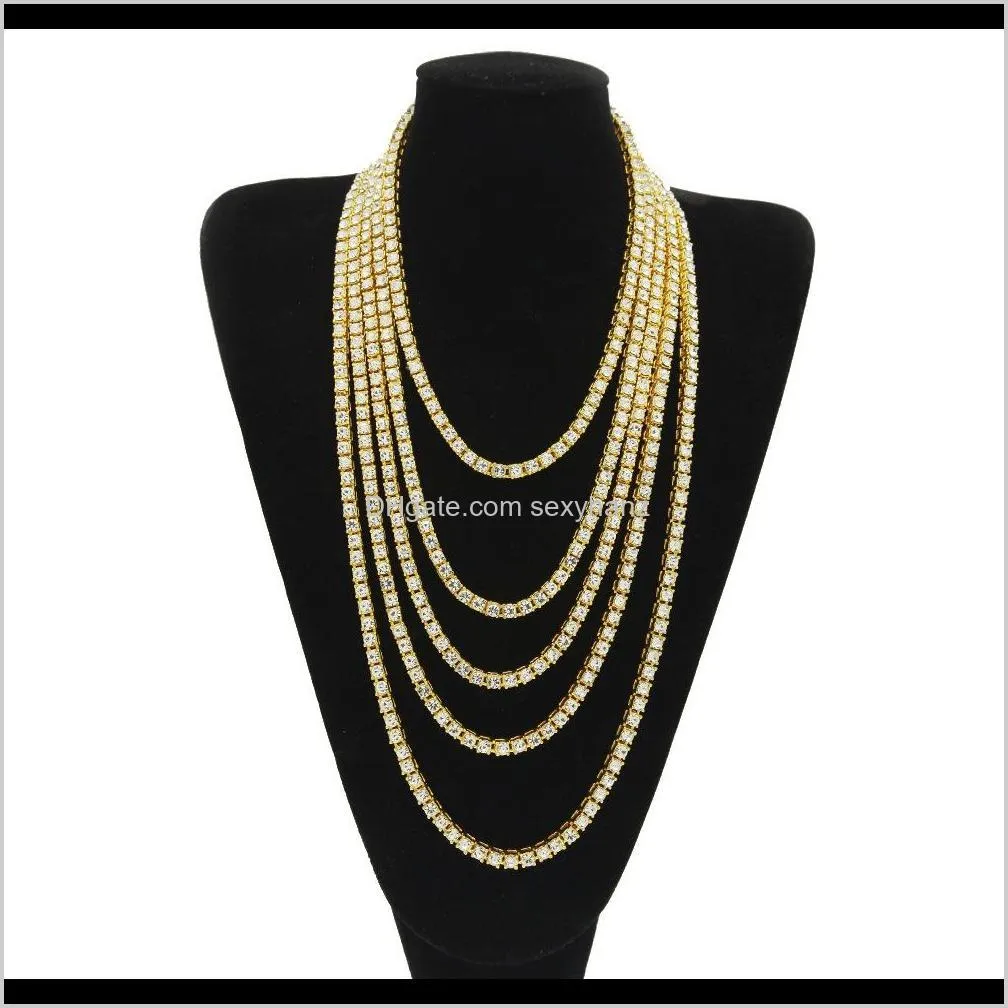 gold chain 1 row simulated diamond hip-hop necklace chain 18inch 20inch 24inch 30inch hip hop mens gold tone iced out punk necklace