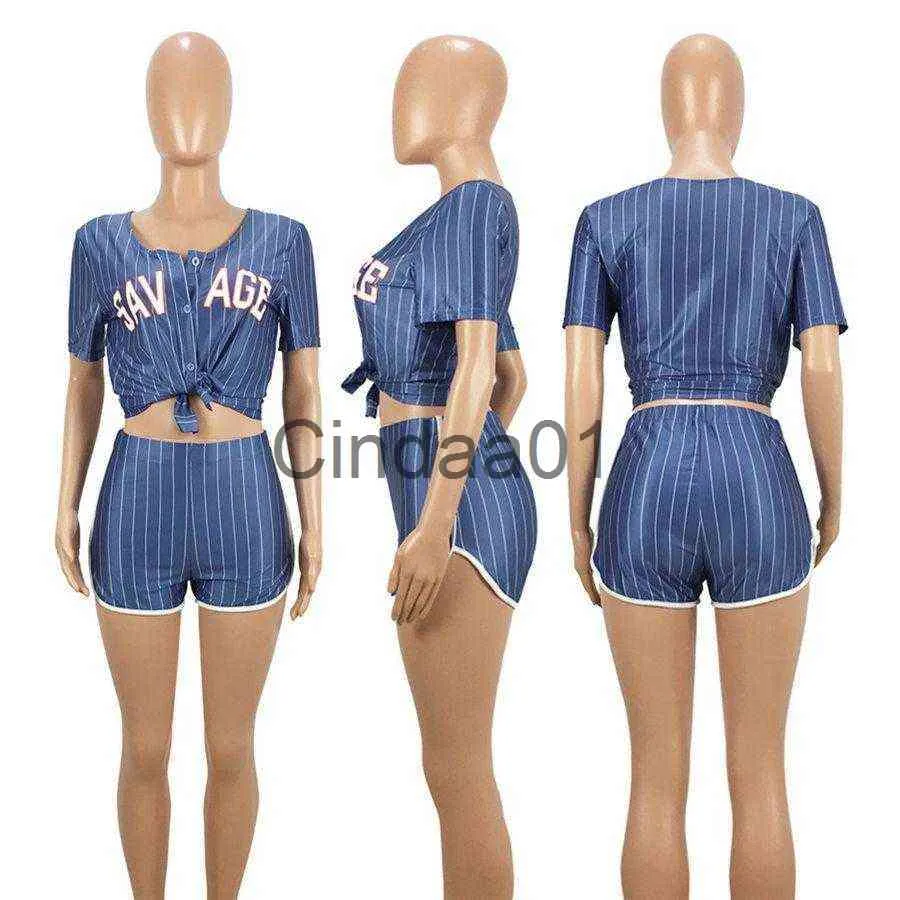 Women Casual Tracksuits Matching Sets Plus Size Summer Clothes Letter Striped Top And Biker Shorts Fashion Two Pieces Sweat Suit