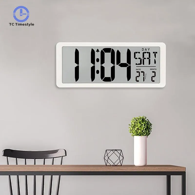 Reloj de pared Digital grande, dispositivo electrónico con fecha de  temperatura, retroiluminación, Control remoto, pantalla grande