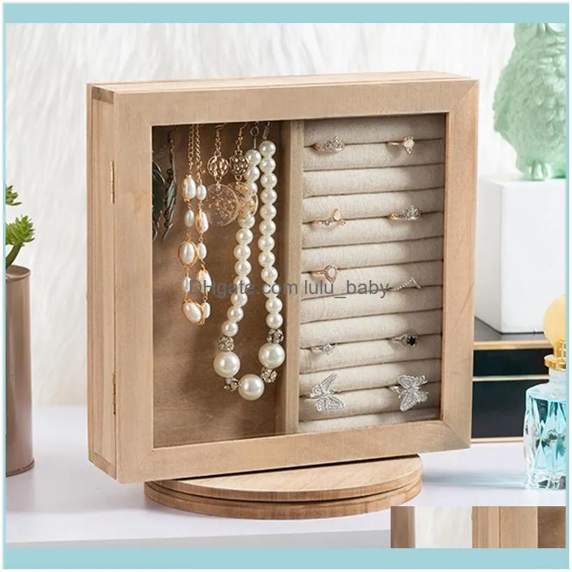 Jewelry Pouches, Bags Creative Po Frame Rack Wall Wooden Storage Earrings Necklace Display