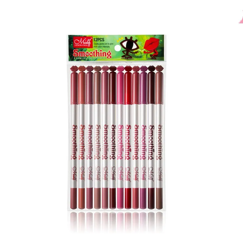 Menow 12 Kolory / Set Lip Liner Sexy Lips Matte Miękka Szminka Ołówek Matowy Nude Lipsliner Pen Beauty Makeup Tool Kosmetyki