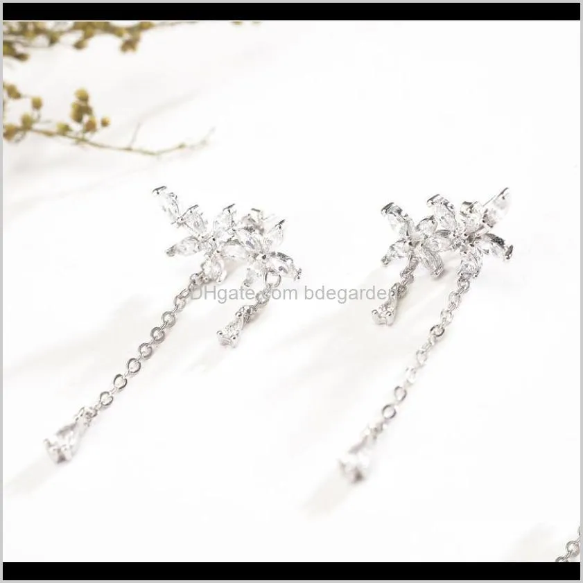 earrings S925 sterling silver earrings for women tassel flowers earrings hot fashion free of shipping