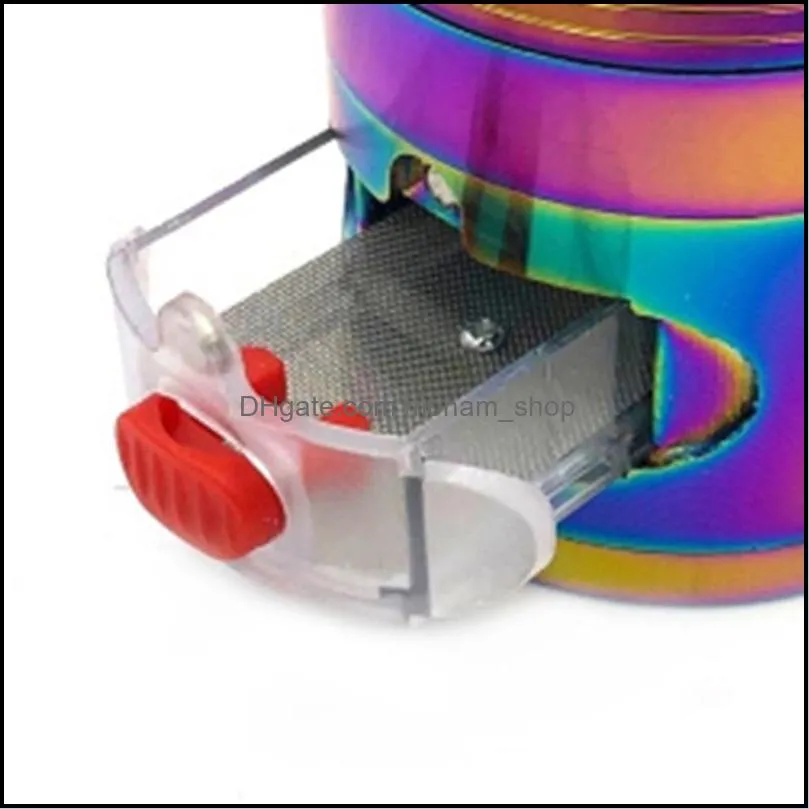 Hand Crank Rainbow Grinders Colorful Sharpstone Grinders Zinc Alloy Metal Grinder 63mm 4 Layers Dry Herb Grinders Herb Crushers BH3958